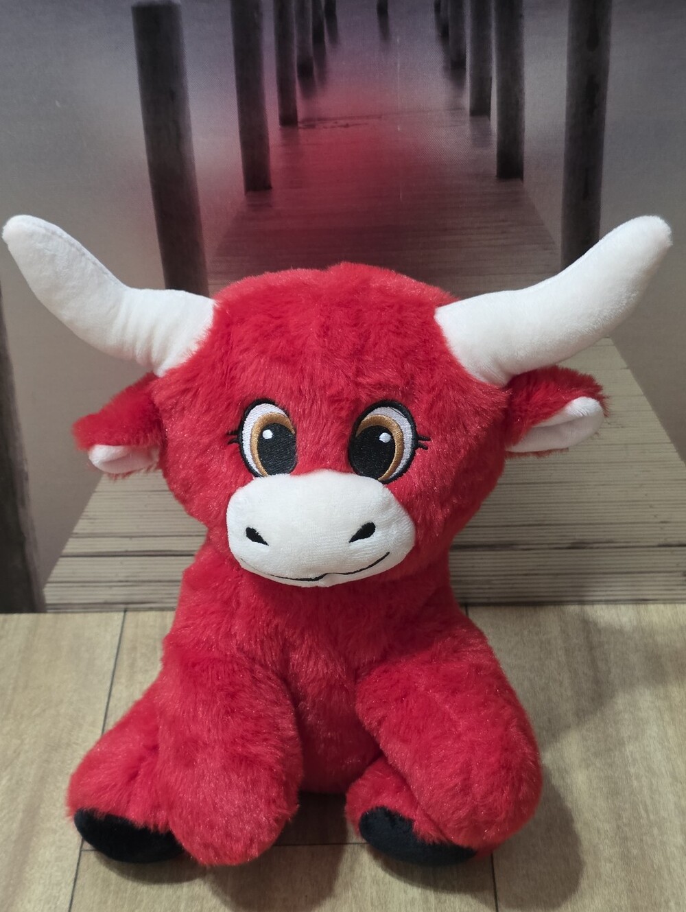 Red Plush Bull Stuffed Animal - Soft Kids Toy Calplush